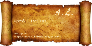 Apró Líviusz névjegykártya